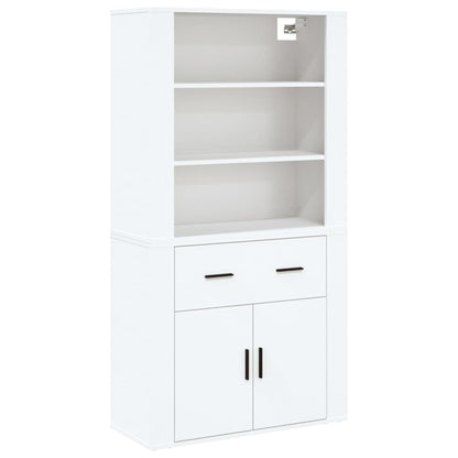 Hoge Kast Bewerkt Hout Wit