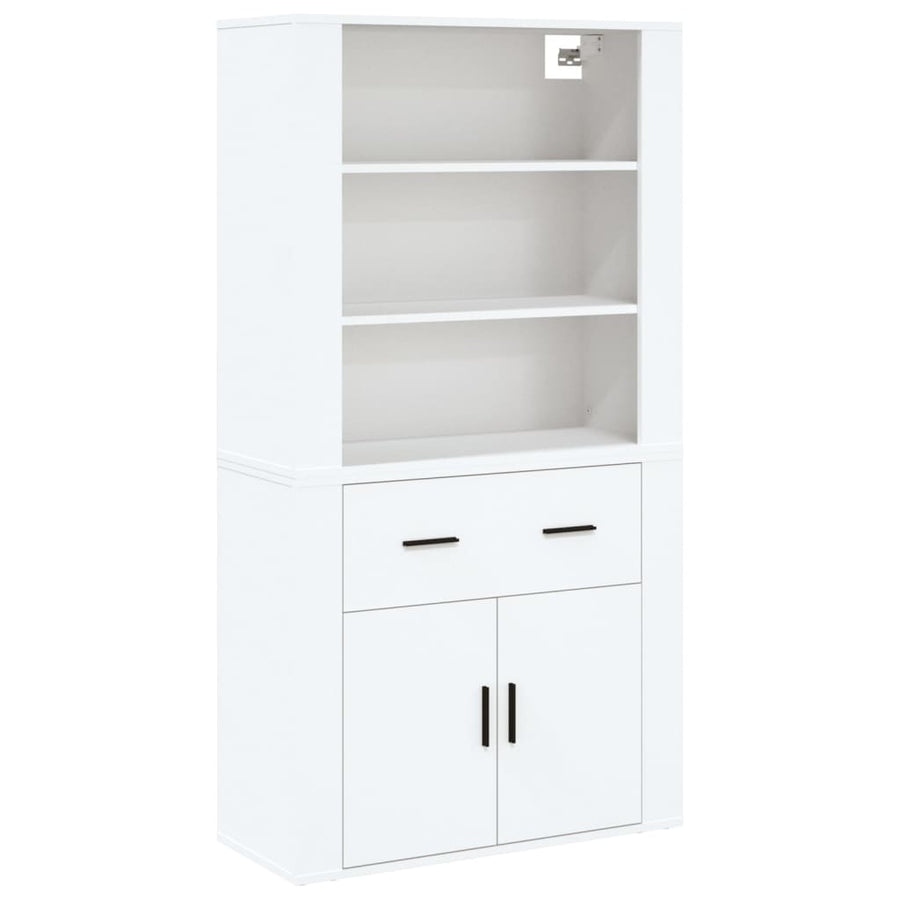 Hoge Kast Bewerkt Hout Wit
