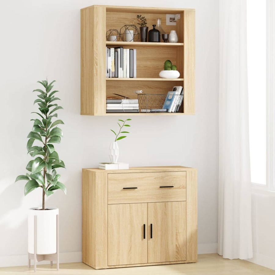 Hoge Kast Bewerkt Hout Sonoma Eikenkleurig