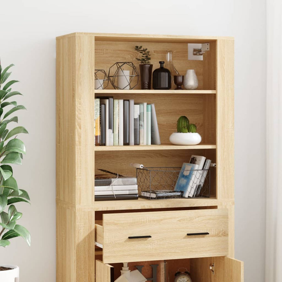 Hoge Kast Bewerkt Hout Sonoma Eikenkleurig