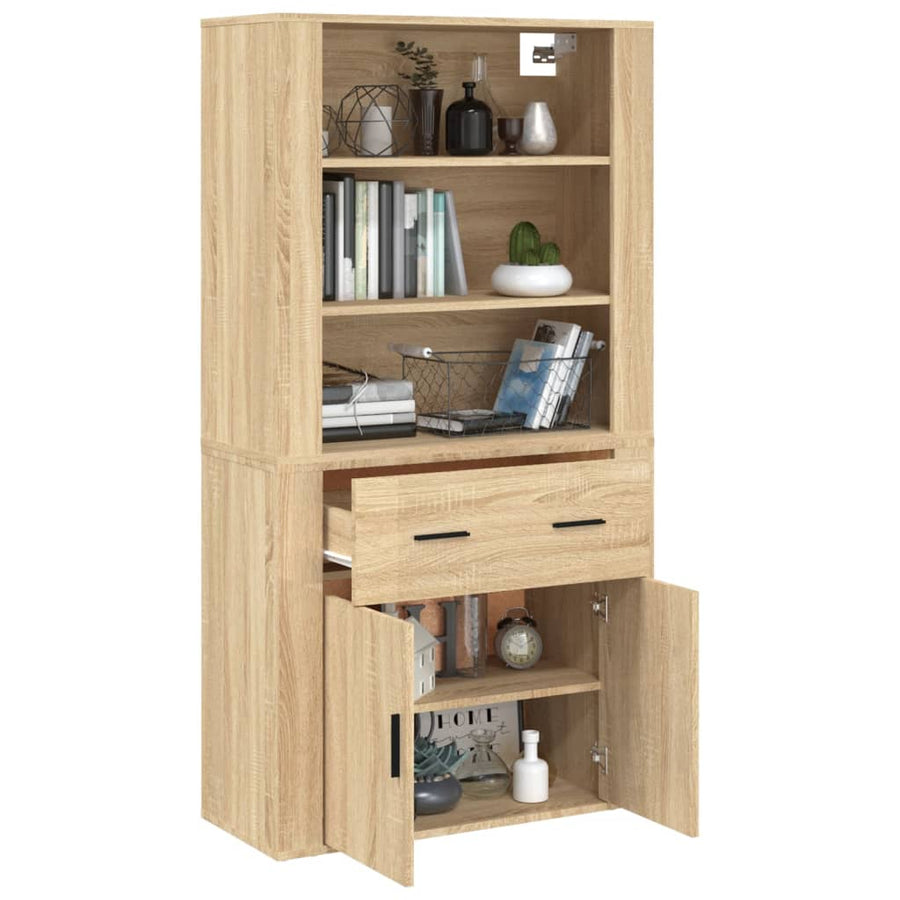 Hoge Kast Bewerkt Hout Sonoma Eikenkleurig