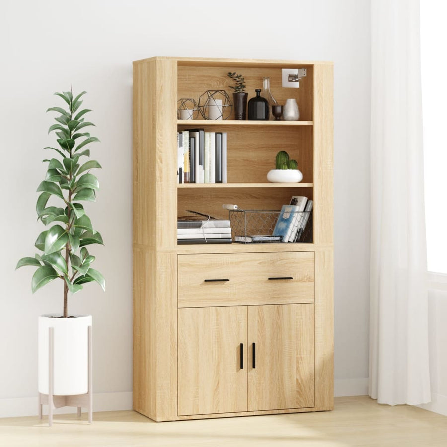 Hoge Kast Bewerkt Hout Sonoma Eikenkleurig