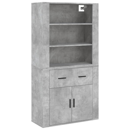 Hoge Kast Bewerkt Hout 1 Betongrijs