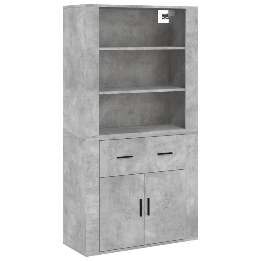 Hoge Kast Bewerkt Hout 1 Betongrijs