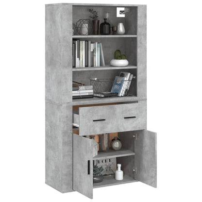 Hoge Kast Bewerkt Hout 1 Betongrijs