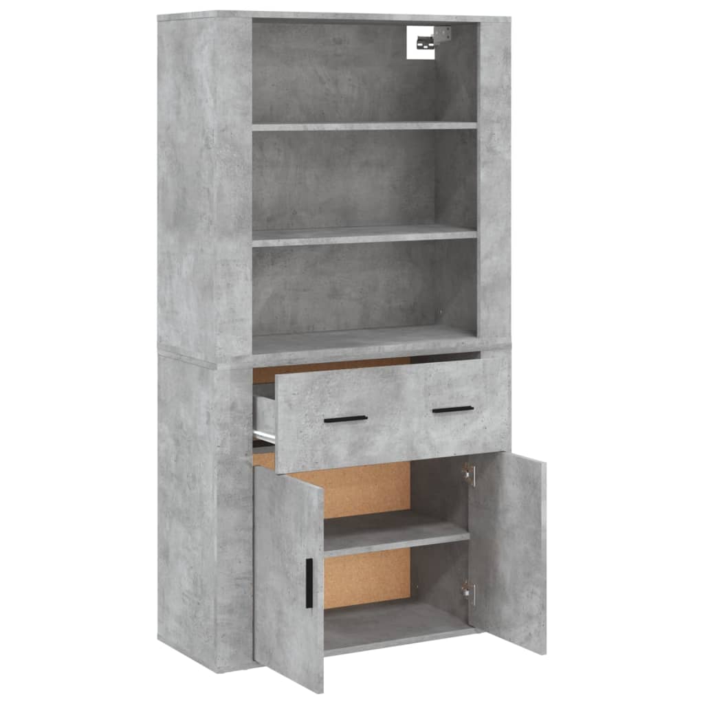 Hoge Kast Bewerkt Hout 1 Betongrijs