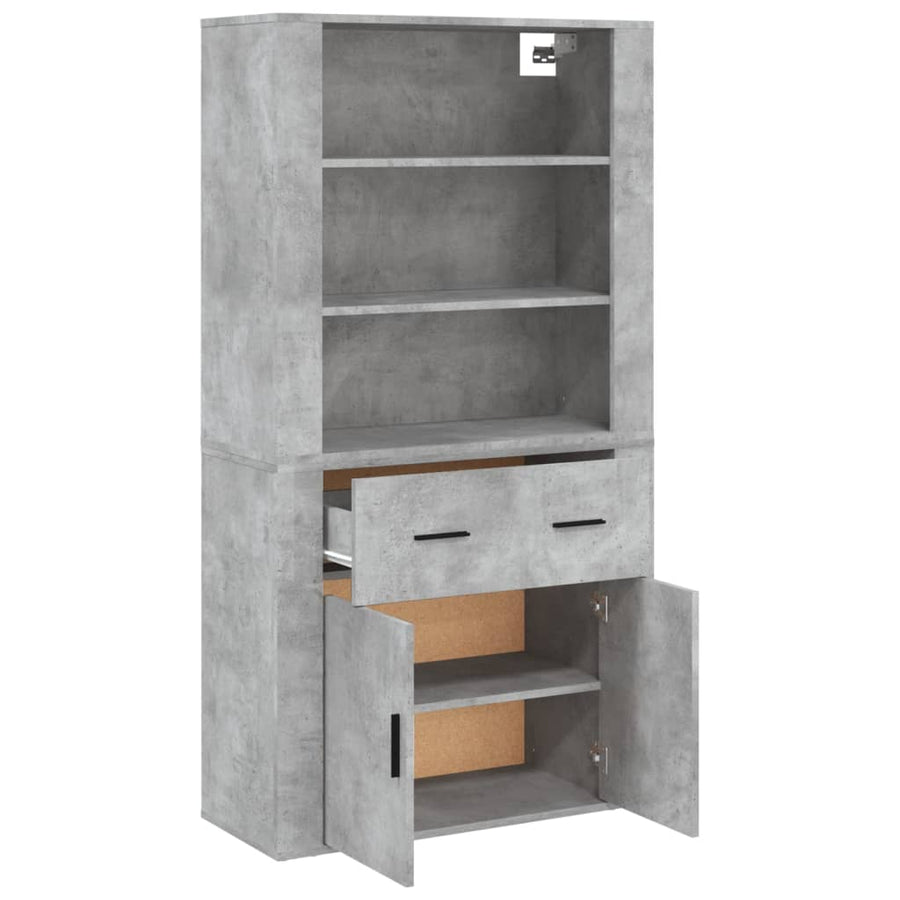 Hoge Kast Bewerkt Hout 1 Betongrijs