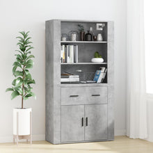 Hoge Kast Bewerkt Hout 1 Betongrijs