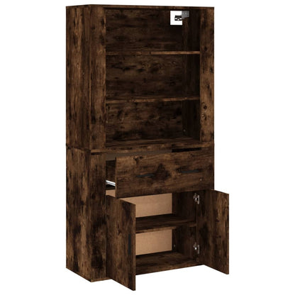 Hoge kast bewerkt hout gerookt eikenkleurig