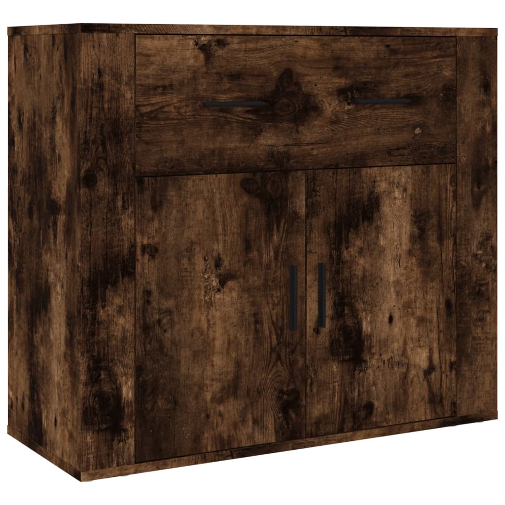 Hoge kast bewerkt hout gerookt eikenkleurig