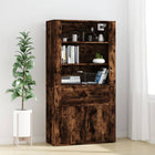 Hoge kast bewerkt hout gerookt eiken 160x33x70 cm