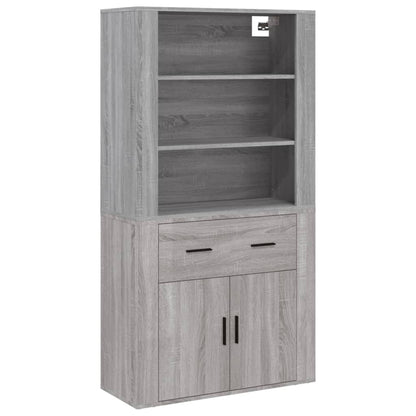 Hoge Kast Bewerkt Hout Grijs Sonoma Eikenkleurig
