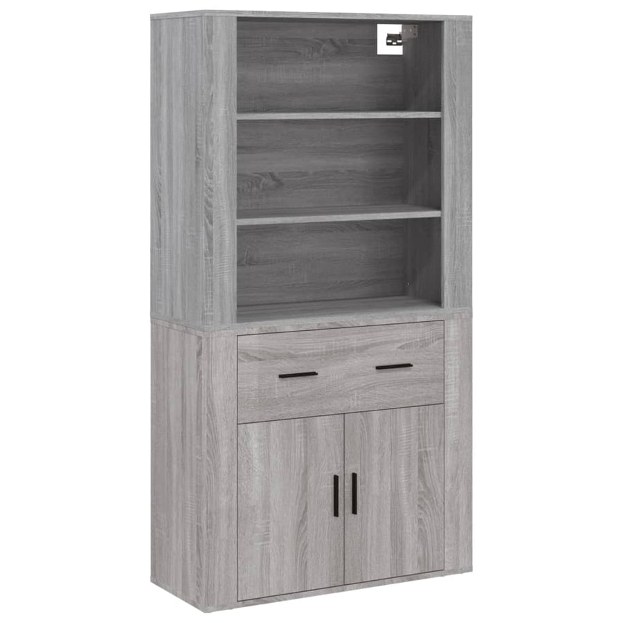 Hoge Kast Bewerkt Hout Grijs Sonoma Eikenkleurig