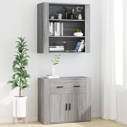 Hoge Kast Bewerkt Hout Grijs Sonoma Eikenkleurig
