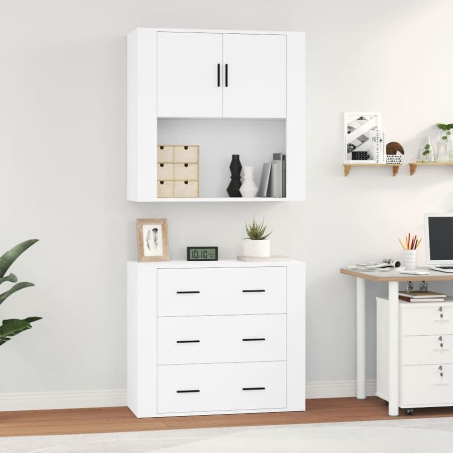 Hoge Kast Bewerkt Hout Wit