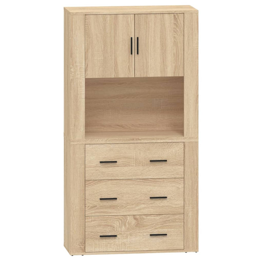 Hoge Kast Bewerkt Hout Sonoma Eikenkleurig