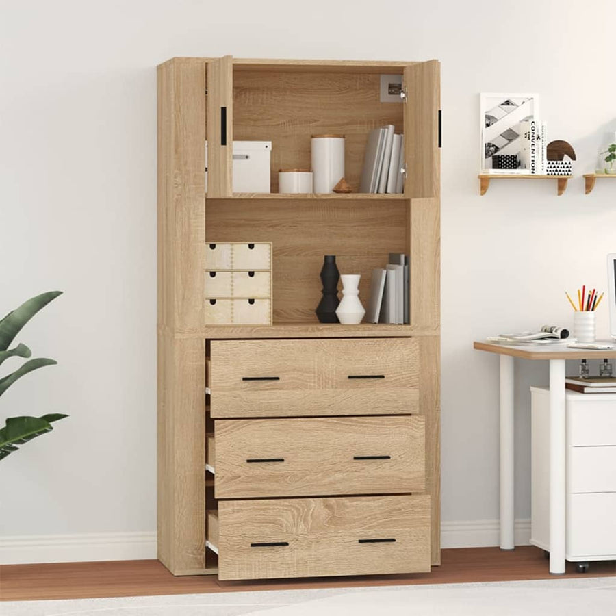 Hoge Kast Bewerkt Hout Sonoma Eikenkleurig