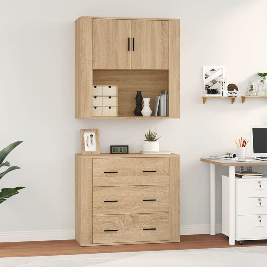 Hoge Kast Bewerkt Hout Sonoma Eikenkleurig