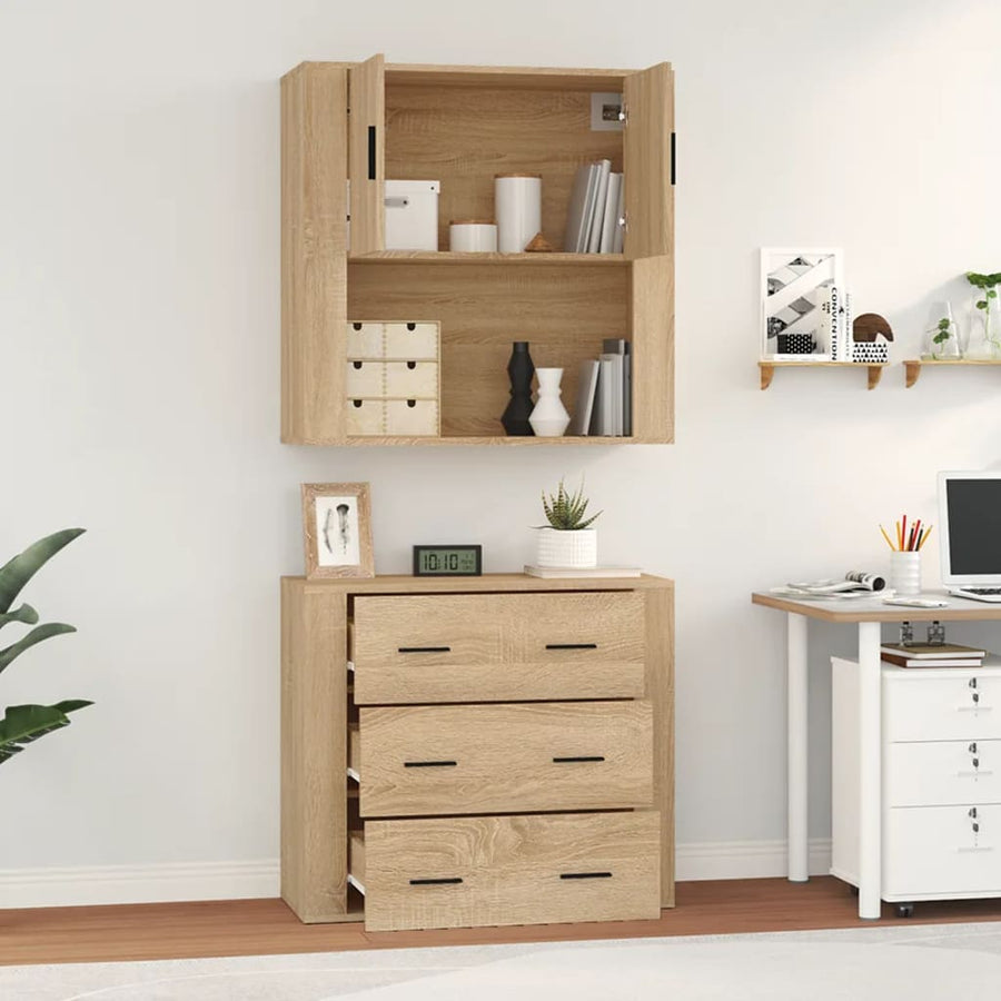 Hoge Kast Bewerkt Hout Sonoma Eikenkleurig