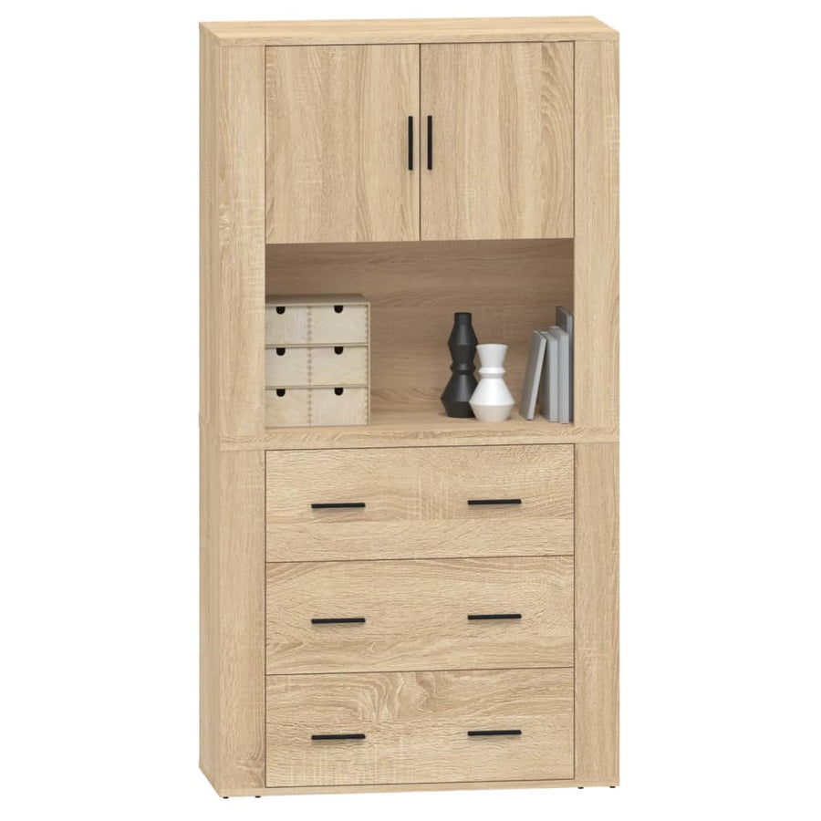 Hoge Kast Bewerkt Hout Sonoma Eikenkleurig