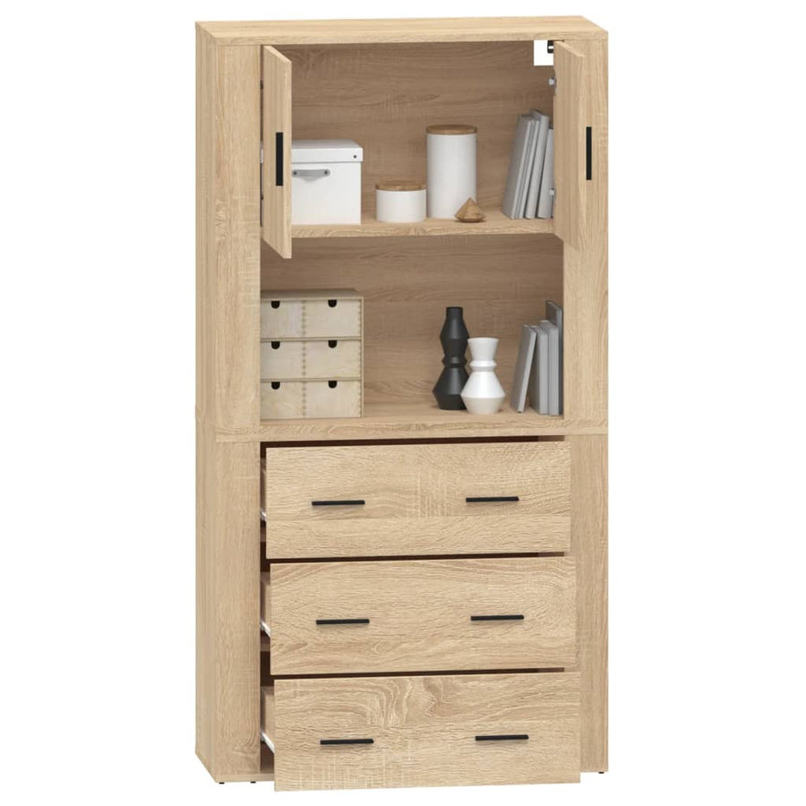 Hoge Kast Bewerkt Hout Sonoma Eikenkleurig