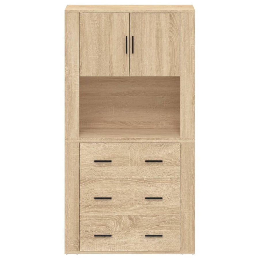 Hoge Kast Bewerkt Hout Sonoma Eikenkleurig