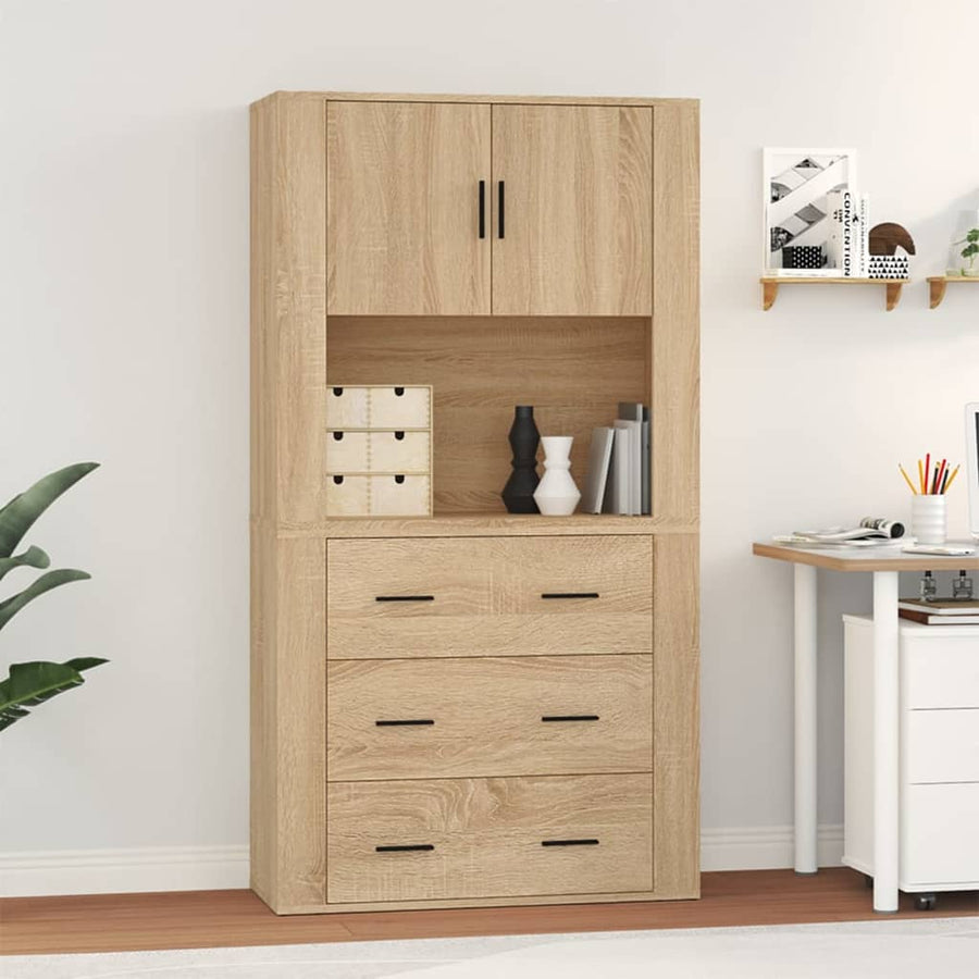 Hoge Kast Bewerkt Hout Sonoma Eikenkleurig