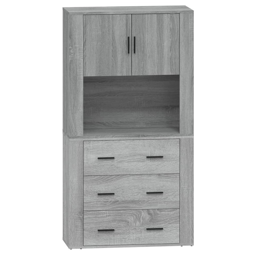 Hoge Kast Bewerkt Hout Grijs Sonoma Eikenkleurig