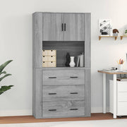 Hoge kast 80x33x150 cm grijs sonoma eiken bewerkt hout