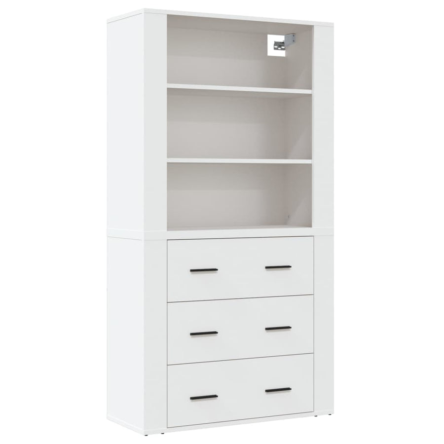 Hoge Kast Bewerkt Hout Wit