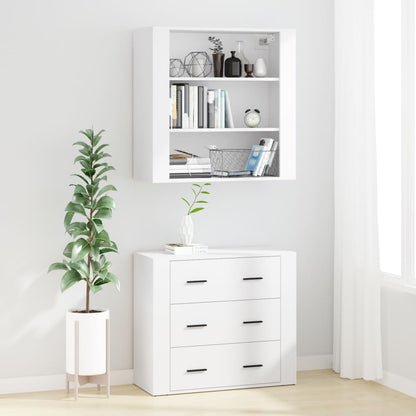 Hoge Kast Bewerkt Hout Wit