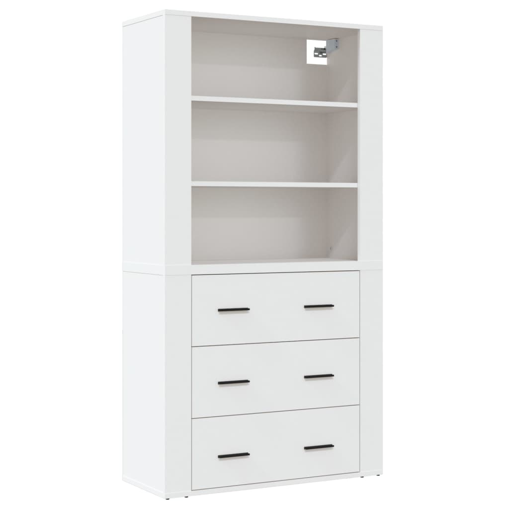 Hoge Kast Bewerkt Hout Wit