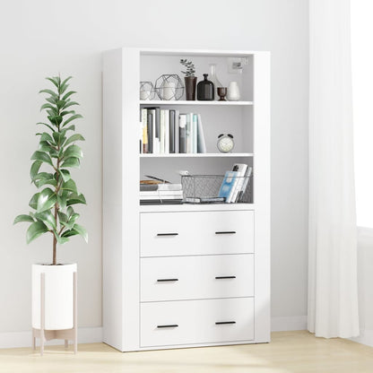 Hoge Kast Bewerkt Hout Wit