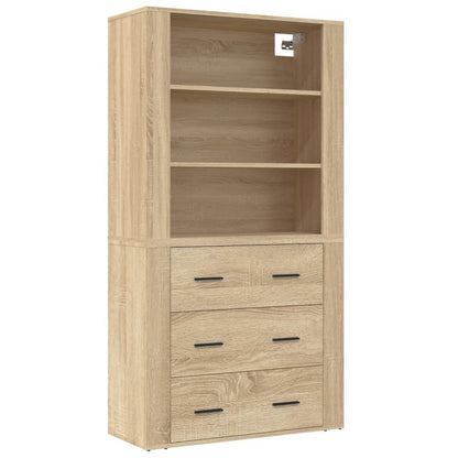 Hoge Kast Bewerkt Hout Sonoma Eikenkleurig