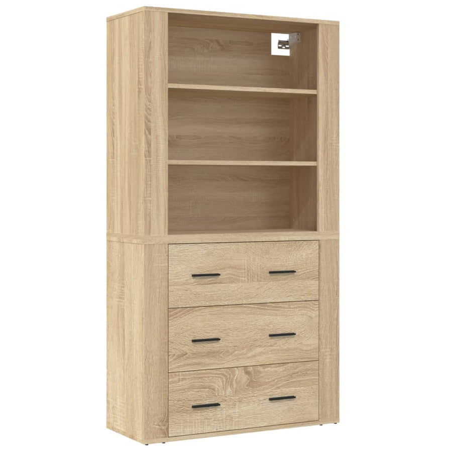 Hoge Kast Bewerkt Hout Sonoma Eikenkleurig