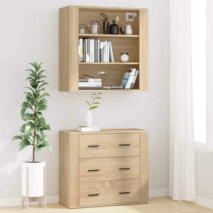 Hoge Kast Bewerkt Hout Sonoma Eikenkleurig