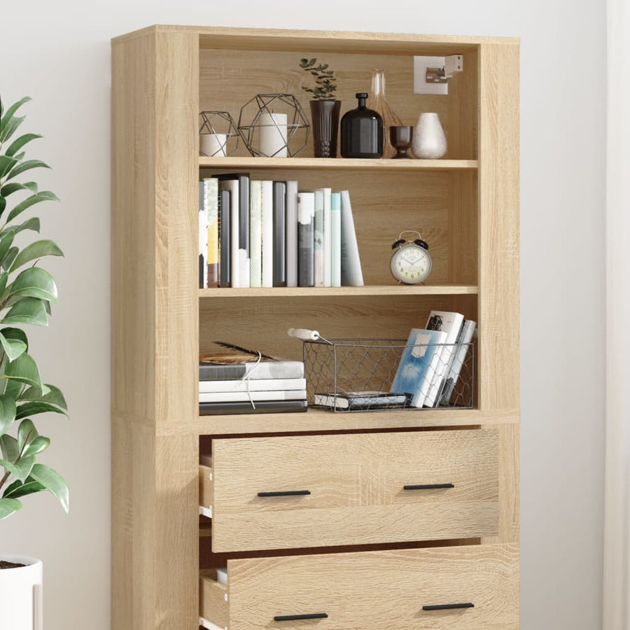 Hoge Kast Bewerkt Hout Sonoma Eikenkleurig