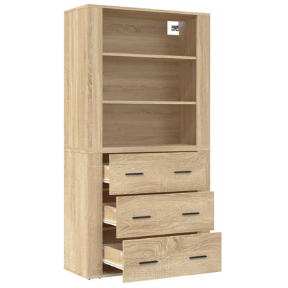 Hoge Kast Bewerkt Hout Sonoma Eikenkleurig