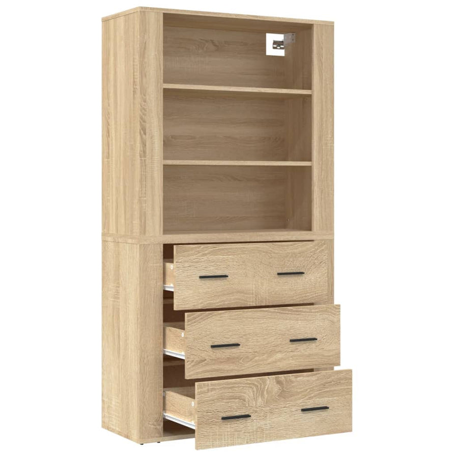 Hoge Kast Bewerkt Hout Sonoma Eikenkleurig