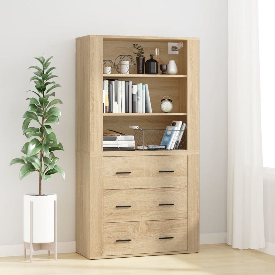 Hoge Kast Bewerkt Hout Sonoma Eikenkleurig