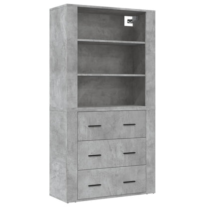 Hoge Kast Bewerkt Hout 1 Betongrijs
