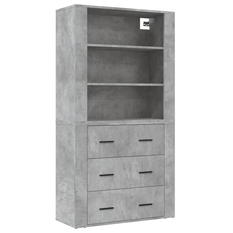 Hoge Kast Bewerkt Hout 1 Betongrijs
