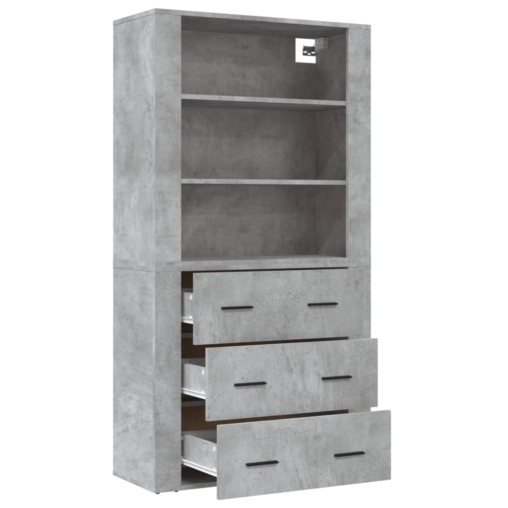 Hoge Kast Bewerkt Hout 1 Betongrijs