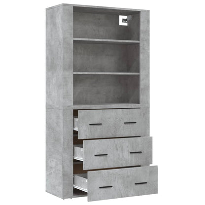 Hoge Kast Bewerkt Hout 1 Betongrijs