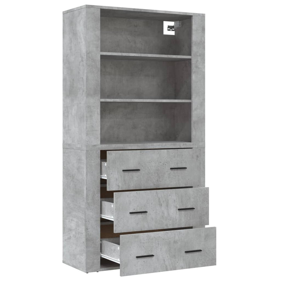 Hoge Kast Bewerkt Hout 1 Betongrijs
