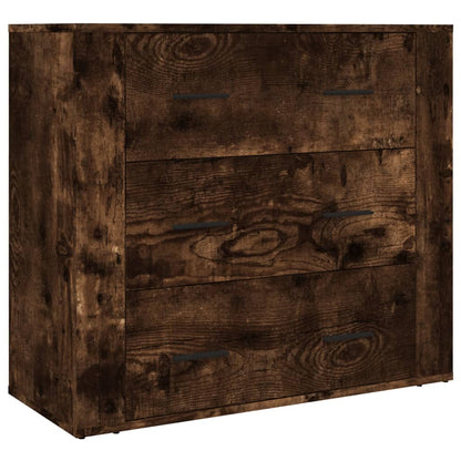 Hoge Kast Bewerkt Hout Gerookt Eikenkleurig