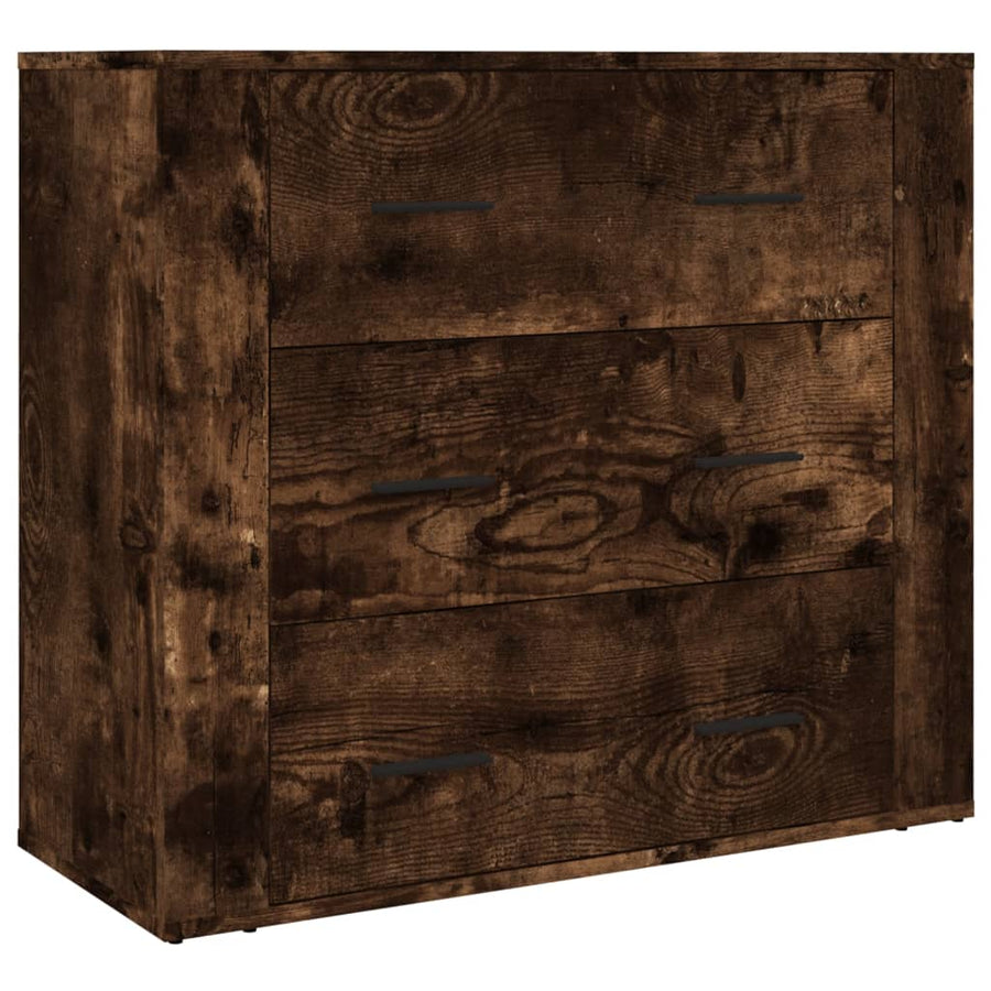 Hoge Kast Bewerkt Hout Gerookt Eikenkleurig