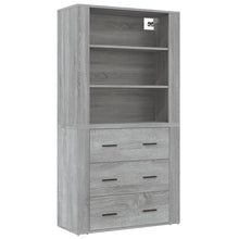 Hoge Kast Bewerkt Hout Grijs Sonoma Eikenkleurig