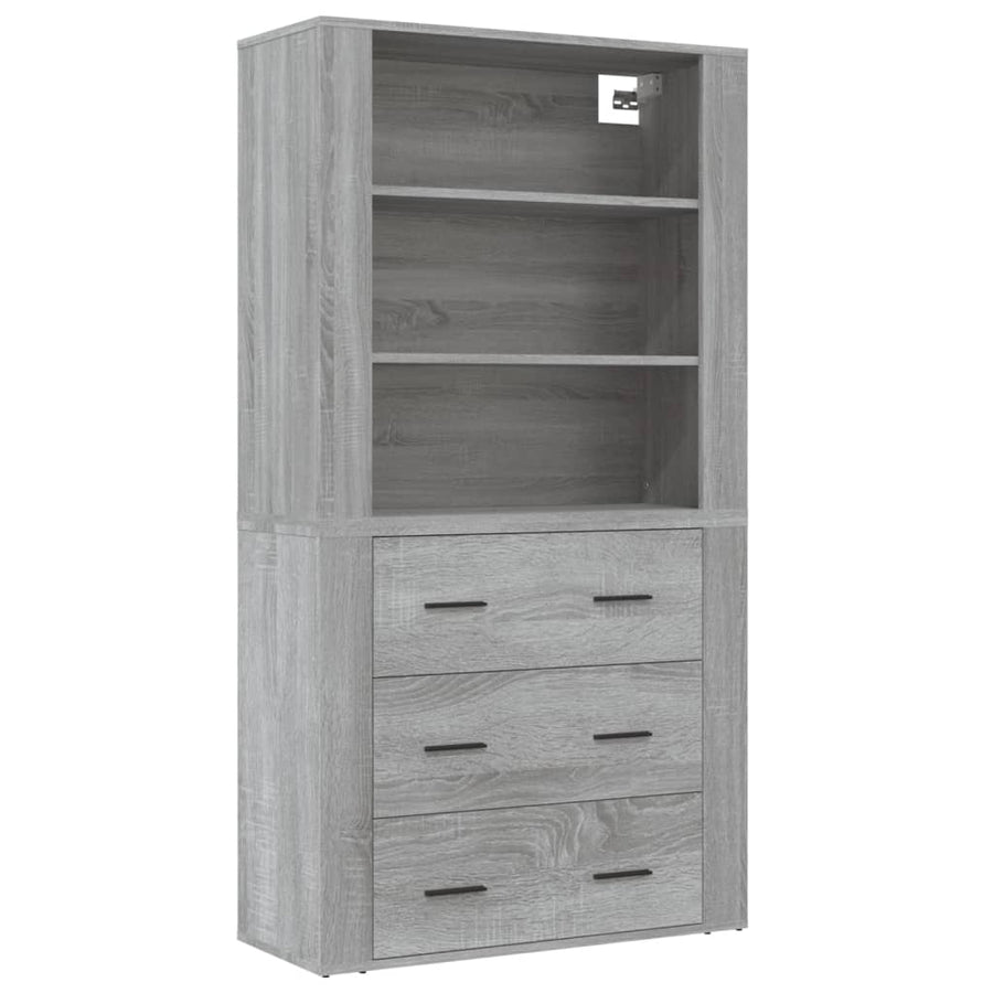 Hoge Kast Bewerkt Hout Grijs Sonoma Eikenkleurig