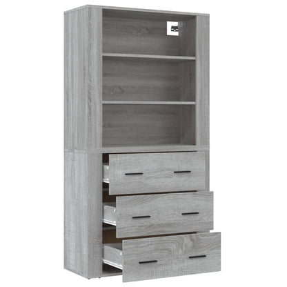 Hoge Kast Bewerkt Hout Grijs Sonoma Eikenkleurig